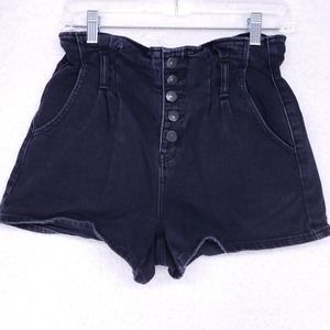 American Eagle Black Button Fly Mom Jean Short Women Size 2 High Rise Denim Pant